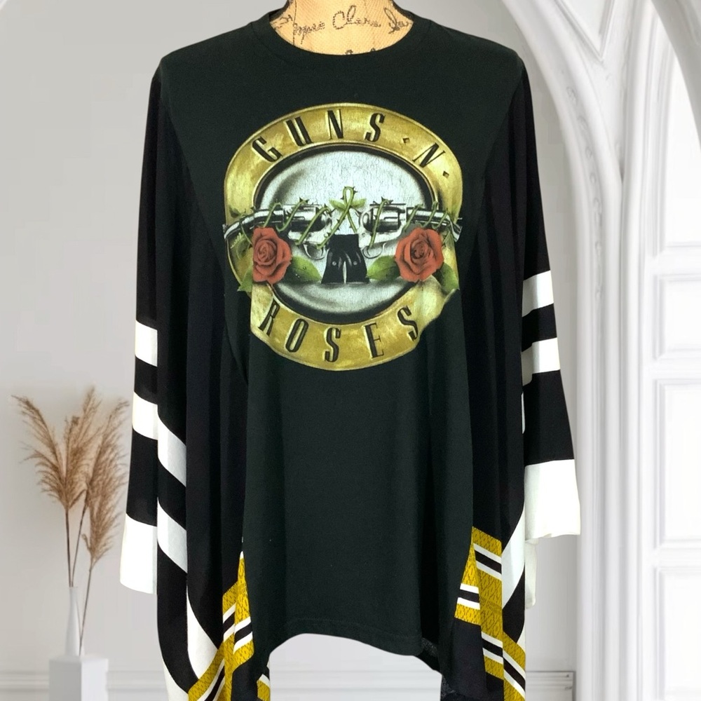 Sold Upcycled Guns N Roses Tee Shirt Oversized Boho Slouchy Top One Of A Kind - Picture 8 of 13